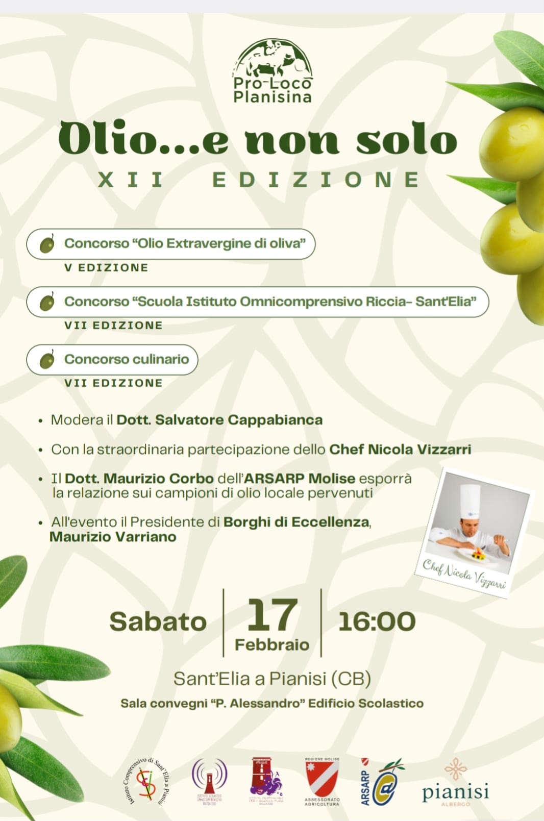 Festa dell'olio a Sant'Elia a Pianisi con lo chef Nicola Vizzarri